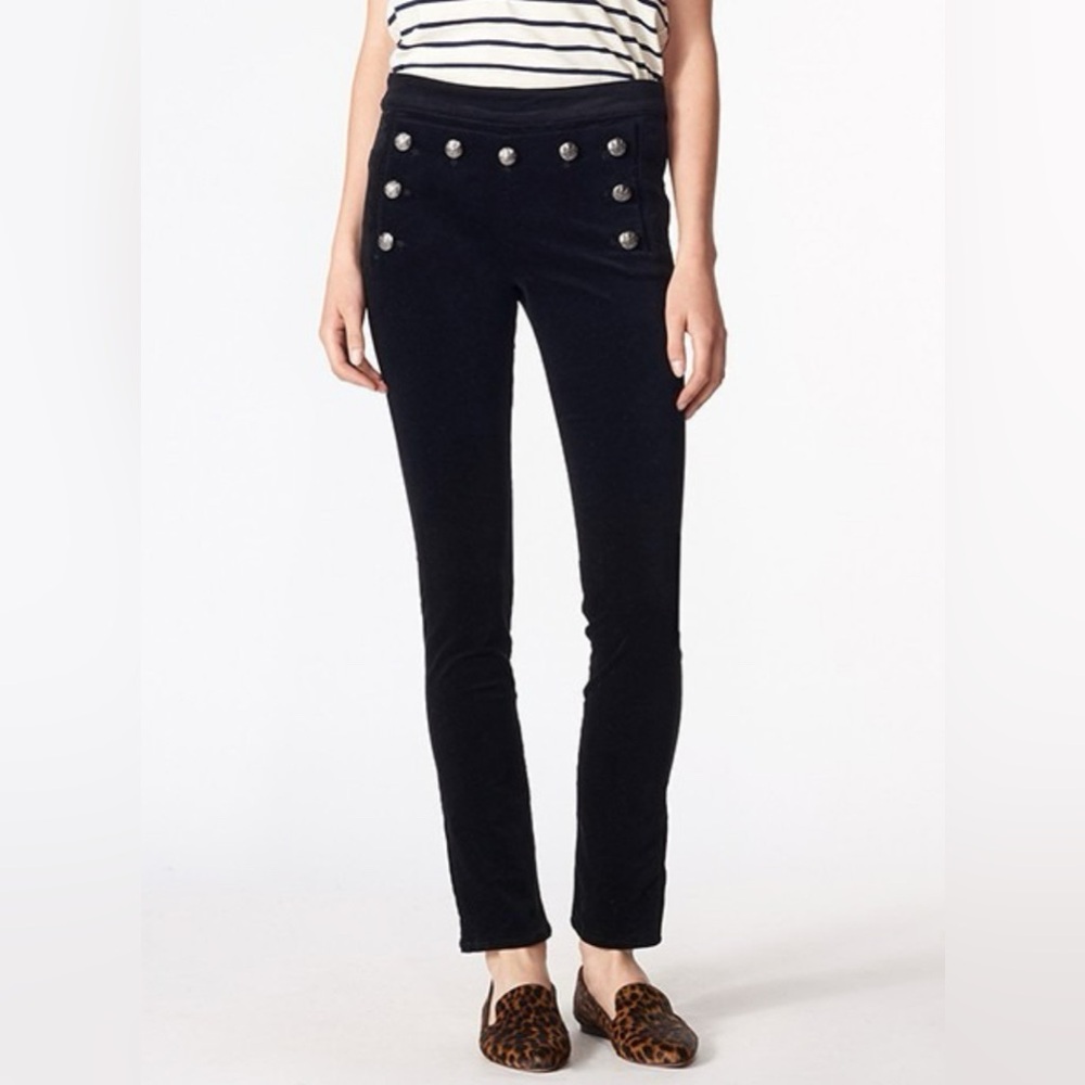 Veronica Beard Black Skinny Pants with Button Accents